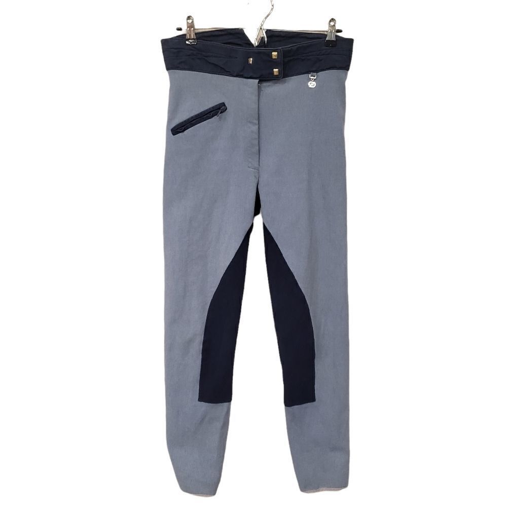 Golden Dress Equestrian Breeches Leather Trimming Blue on Blue